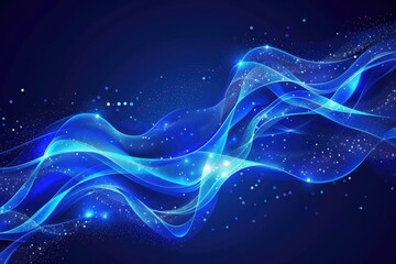 Poster - Abstract blue background featuring a wave of light