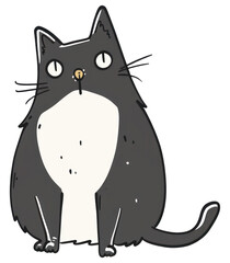 Sticker - PNG Adorable cartoon black and white cat