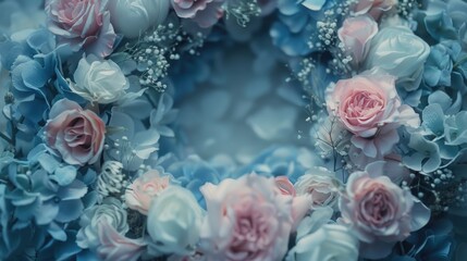 Poster - Floral arrangement featuring pink and blue flowers, baby's breath