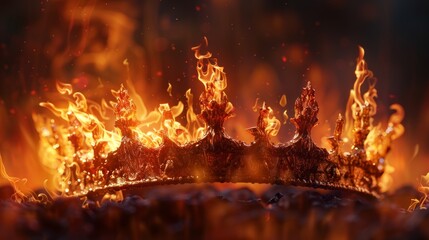 Poster - A flaming crown surrounded by swirling embers in a dramatic fiery backdrop
