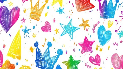 Aufkleber - Regal crown adorned with twinkling stars and delicate hearts
