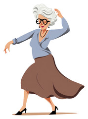 Sticker - PNG Dancing cartoon adult white background.