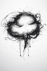Aufkleber - A simple illustration of a cloud in black and white