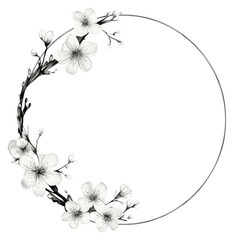 Wall Mural - PNG Stroke outline flower frame blossom circle plant.