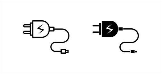 Mobile phone charger icon set, Outline mobile phone charger vector icon for web design isolated on white background. 