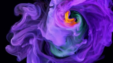 Wall Mural - Colorful abstract smoke swirl on black background.