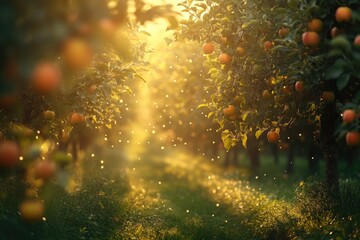 Canvas Print - a bright orange tree with many oranges hanging from it. the sun is shining on the tree and the orang