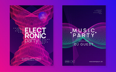 Canvas Print - Techno Event. Violet Dance Magazine. Party Festival Graphic. Trance Cover. Sound Set. Soundwave Disco Illustration. Pink Dj Design. Green Techno Event