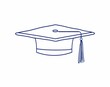 © DZMITRY - Line drawing of a university graduation cap. Modern illustration of a graduation cap. Education concept. Editable strokes.
