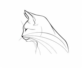 Wall Mural - An editable modern illustration of a cat's head. Continuous line drawing of a kitten's head.