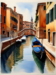 Wall Mural - Venice city Italy watercolor art