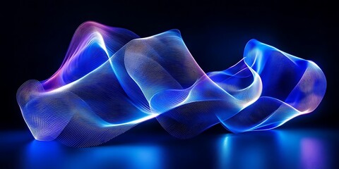 Wall Mural - Abstract 3D Blue and Pink Neon Light Wave Illustration