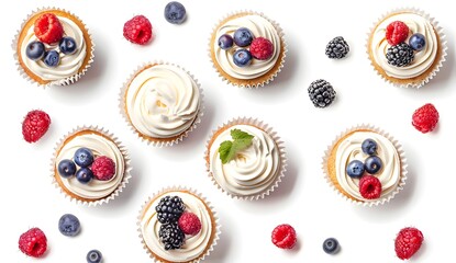 Canvas Print - Delicious Cupcakes with Berries