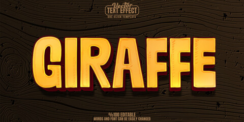 giraffe editable text effect, customizable africa and wildlife 3d font style