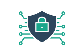 Wall Mural - Cybersecurity icon. icon related to technology. solid icon style. data analytics elements vector illustration