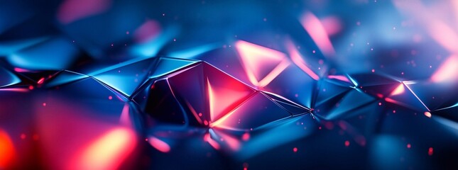 Poster - modern abstract background with a few geometric shapes, neon colors, dark blue backdrop.