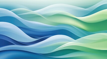 Poster - gradient blue and green background with abstract waves, suitable for water and nature-related themes