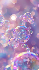 Wall Mural - Bubble abstract background in pink and purple tones, delicate and dreamy