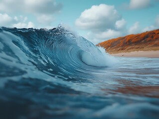 Wall Mural - Ocean Wave Crashing on the Shore Photography