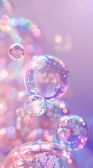 Wall Mural - Bubble abstract background in pink and purple tones, delicate and dreamy