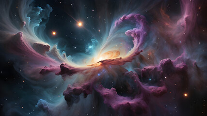 galaxy surrounded by nebula in the space