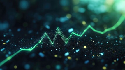 Poster - Upward trending graph with a green arrow, representing business success. Ample space for text.