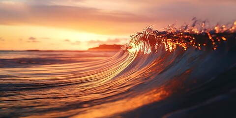 Wall Mural - Golden Hour Wave Photo