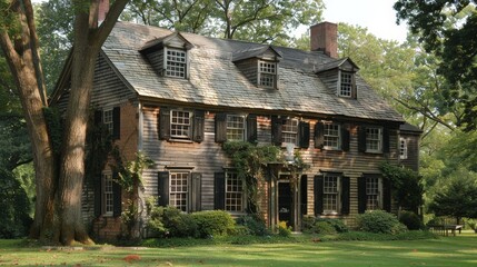 Canvas Print - Write about the seasonal maintenance considerations for preserving a colonial house exterior.