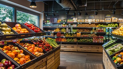 Wall Mural - Outline a strategy for a supermarket to enhance its digital presence, including a user-friendly website, engaging social media, and an informative blog.