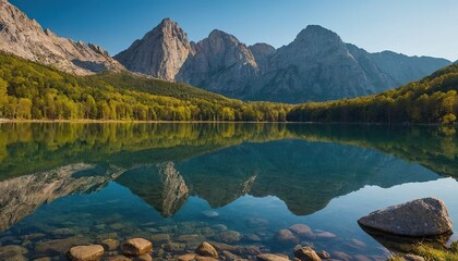 Wall Mural - The mountain Beautiful scenery background. Summer Sunrise at Velke Biele Pleso Tarn High Tatras Slovakia 10