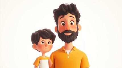 Father and Son Bonding: 6 3D Character Sets on Transparent Background Created with Generative AI and Other Techniques. 3d family. Illustrations