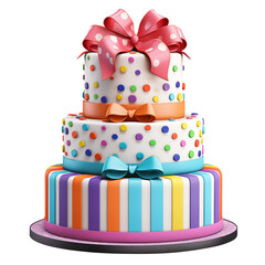 Wall Mural - birthday cake isolated on transparent white background, clipping path