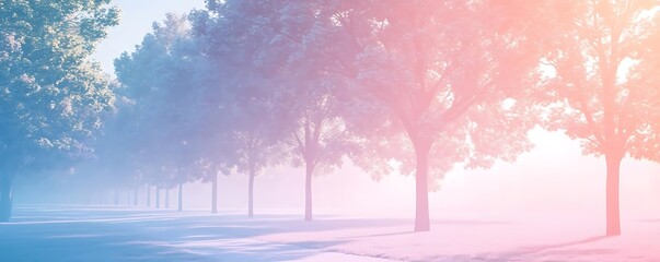 Canvas Print - Dreamy Pastel Tree Line Illustration