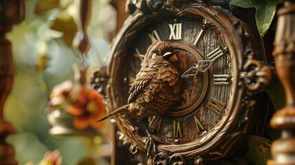 Poster - A 3D-rendered cuckoo clock, complete with a charming bird and detailed carvings, evoking a sense of nostalgia.
