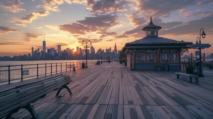 Canvas Print - A beloved city pier, an iconic spot for leisure and entertainment, offering scenic views and activities.