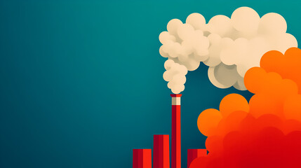 Wall Mural - Industrial Pollution Concept Illustration with Copy Space