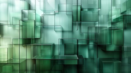 Wall Mural - Abstract Green Glass Cubes