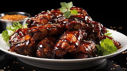 Canvas Print - Barbecue chicken wings with sauce  