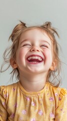 Wall Mural - on white background Laughting, joking. Caucasian little girl isolated on white studio background.  for ad. Happy childhood, education, human emotions, facial expression concept. Playing and h