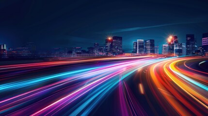 Wall Mural - Cityscape with Light Trails