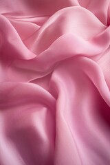 Poster - Pink silk fabric flowing and creating abstract shapes