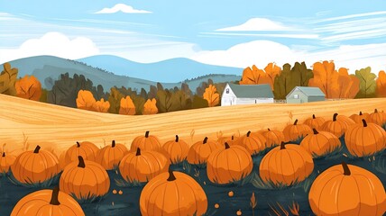 farm pumpkin patch illustration