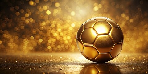 Golden soccer ball shining on a luxurious golden background, soccer, ball, gold, sports, shiny, luxury, championship