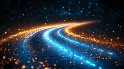 Poster - dynamic blue motion blur, evoking a sense of speed and fluidity. The swirling patterns and gradient tones suggest a fusion of energy, technology, and modernity