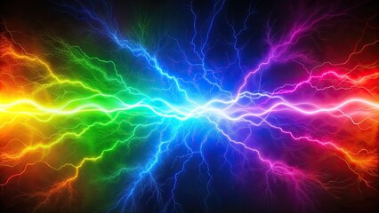 Wall Mural - Abstract background featuring rainbow lightning effects, rainbow, lightning, abstract, colorful, vibrant, electric, energy