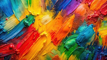 Poster - Abstract background of colorful paint strokes on canvas , abstract, background, paint, strokes, canvas, colorful, art