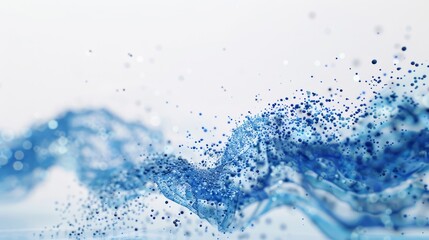 Wall Mural - a captivating wave of deep blue water flows, filled with sparkling particles, evoking fluid motion a