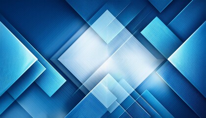 Leinwandbilder - modern abstract blue background design with layers of textured white transparent material in triangle diamond and squares shapes in random geometric 