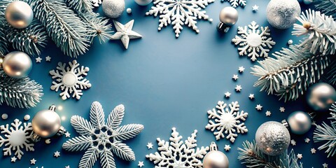 Sticker - blue christmas background with balls