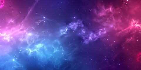 Wall Mural - An enchanting illustration of a cosmic nebula in vibrant purple and blue hues, captivating the viewer